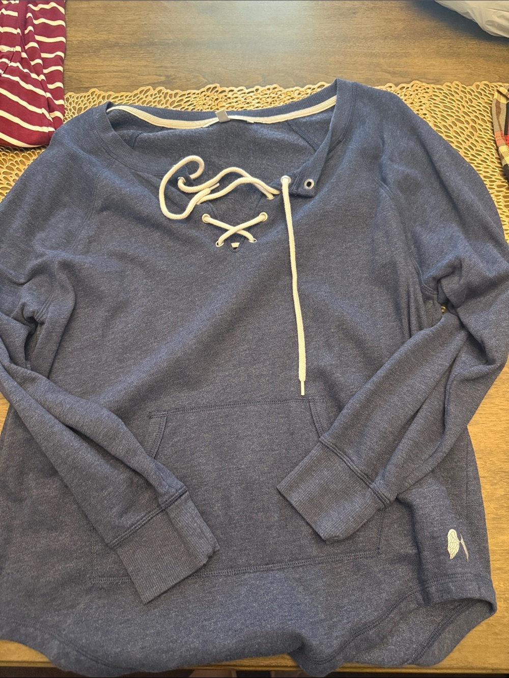 Victoria's Secret Navy Lace-Up Cowl Turtleneck Pullover